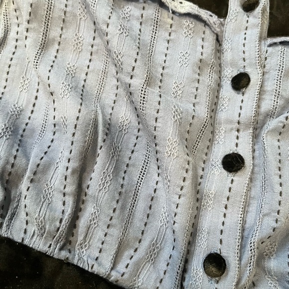 BCBGMAXAZRIA blue eyelet cotton and black silk midi dress - Picture 6 of 12